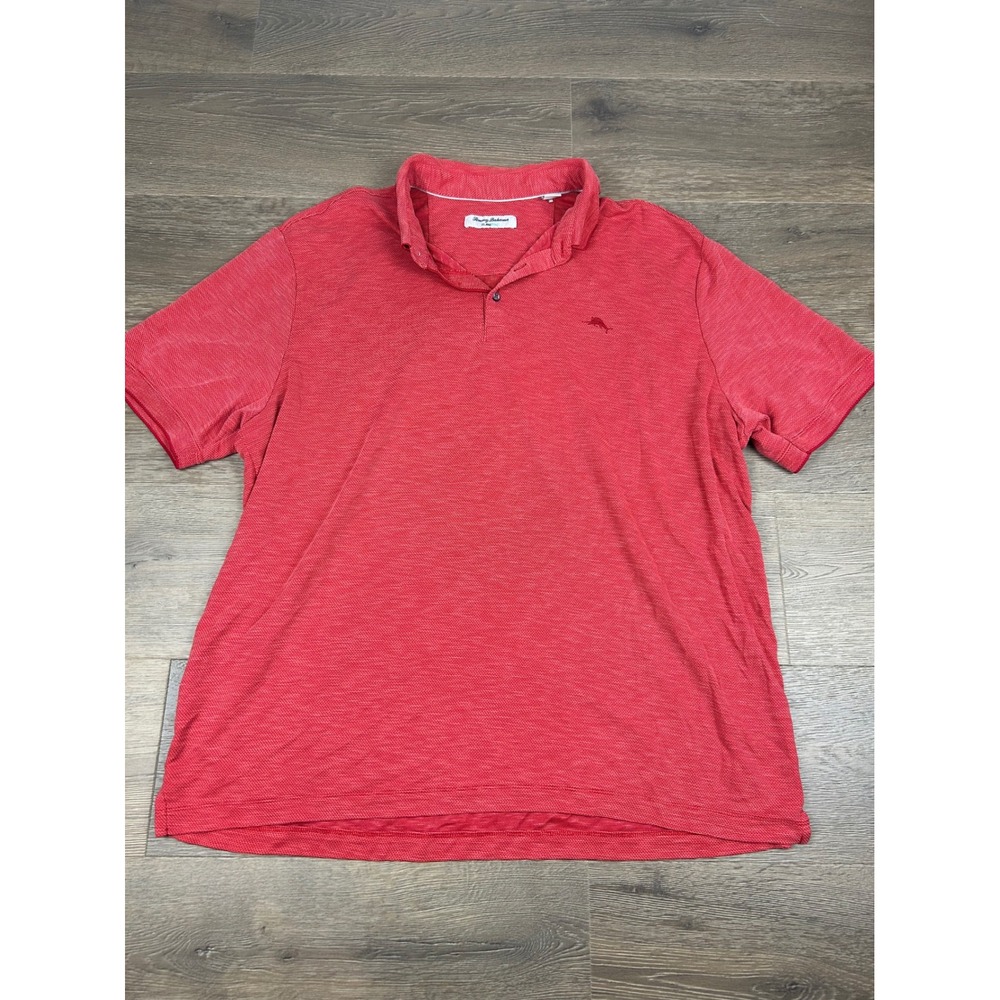 Tommy Bahama IslandZone Polo Shirt Mens XXL Red Heathered Short Sleeve Marlin